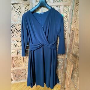 NWT Brooks Brothers black sheath body slimming  dress 3/4 sleeve size‎ L Large